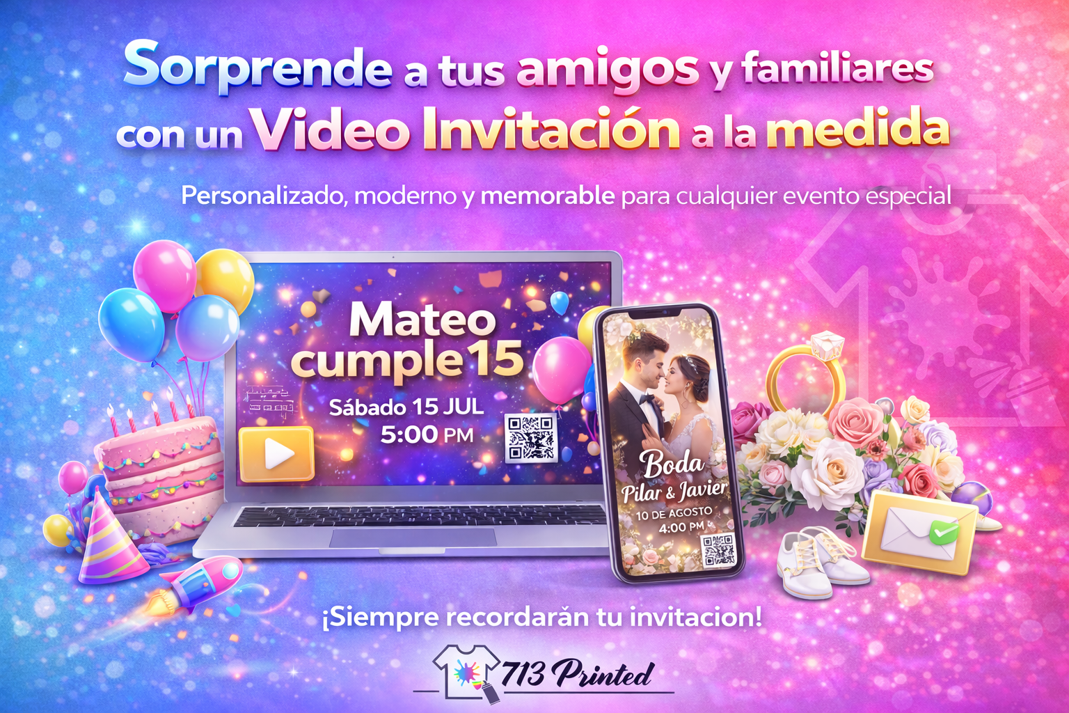 Video Invitaciones Personalizadas – Cualquier Tema, Diseño Único con Fotomontaje ⭐