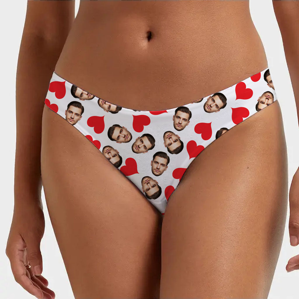 Personalized Face and Heard Bikini Thong – Seamless Double Layer – Made to Order