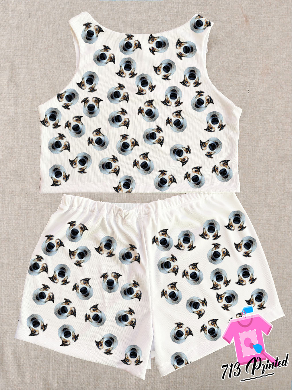 Pajama Custom Photo Text Gift Rib-knit Bow Front Cami Lounge Set Bachelorette party