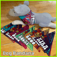 Dog Bandana Custom Name Tie-Dye Design With Button 8 colors