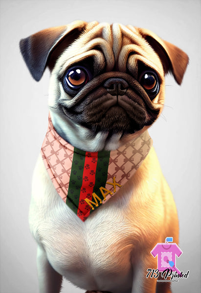 Dog Bandana Custom Name DOG-CCI Design With Button 2 colors