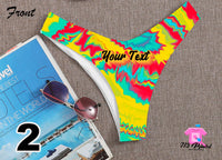 Tie Dye Custom Personalized Thong Panties Reversible With Your Words Custom Printed Sexy Fun Funny Customized Panty Thong Lingerie 4 Colors