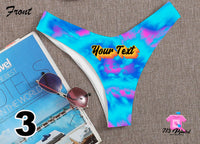 Tie Dye Custom Personalized Thong Panties Reversible With Your Words Custom Printed Sexy Fun Funny Customized Panty Thong Lingerie 4 Colors