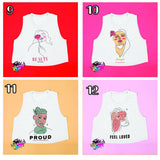 Perfect Crop Tank Top 12 Designs Feminist, Sublimation