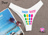 Finger Twister Custom Personalized Thong Panties Reversible With Your Words Custom Printed Sexy Fun Funny Customized Panty Thong Lingerie