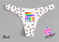 Pride Love Custom Personalized Thong Panties Reversible With Your Words Custom Printed Sexy Fun Funny Customized Panty Thong Lingerie