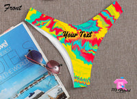 Tie Dye Custom Personalized Thong Panties Reversible With Your Words Custom Printed Sexy Fun Funny Customized Panty Thong Lingerie 4 Colors