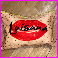 Custom Cosmetic Bag  Kiss Whit Name 6 Colors Soft Texture Printing on Two Sides